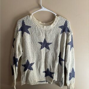 Star Pattern Cream and Blue Sweater